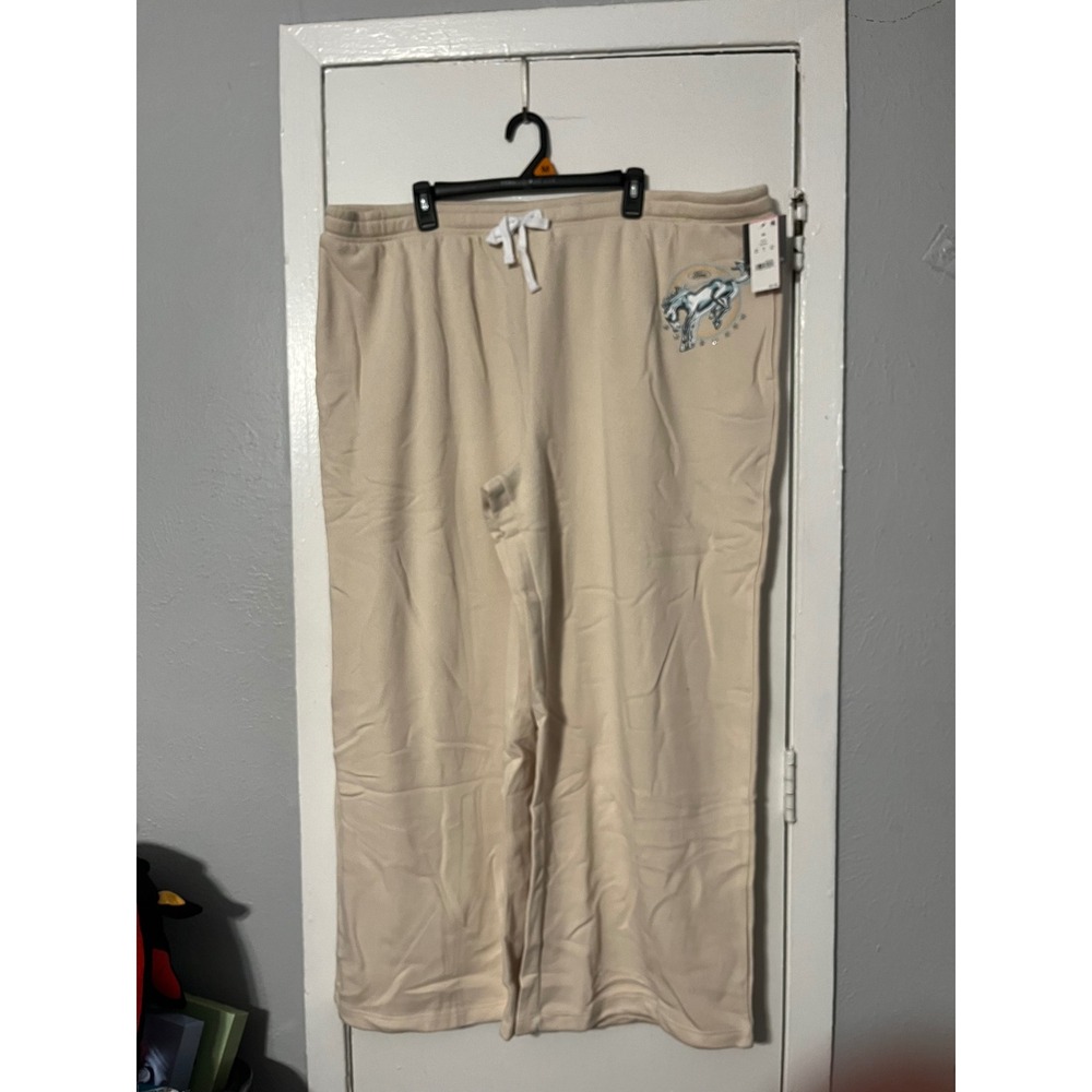 Grayson Collective Ford Bronco Graphic Wide Leg Sweatpants Beige 2X NWT